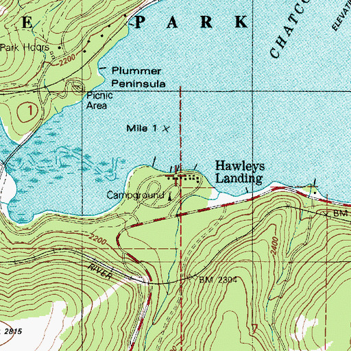 Topographic Map of Hawleys Landing, ID
