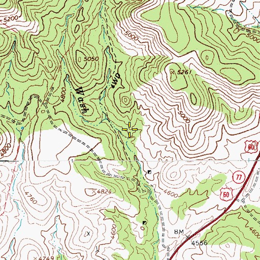 Topographic Map of Oak Spring, AZ