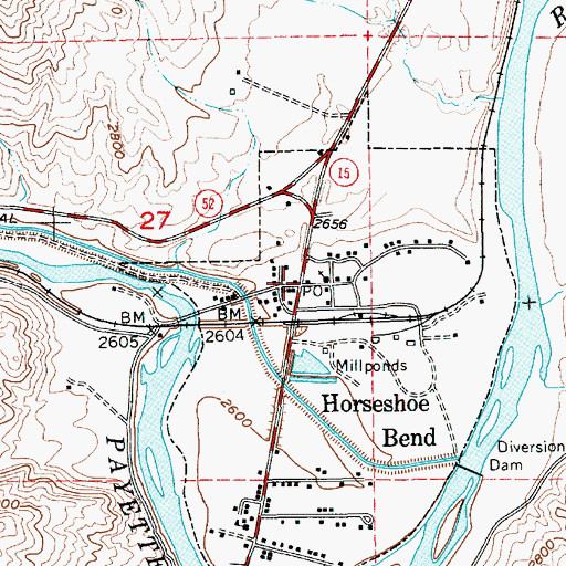Topographic Map of Horseshoe Bend, ID