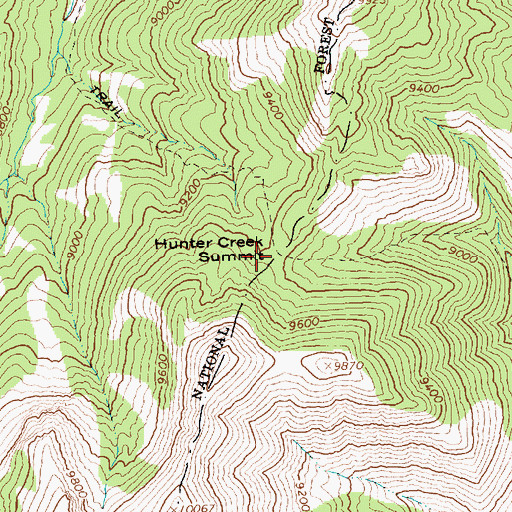 Topographic Map of Hunter Creek Summit, ID