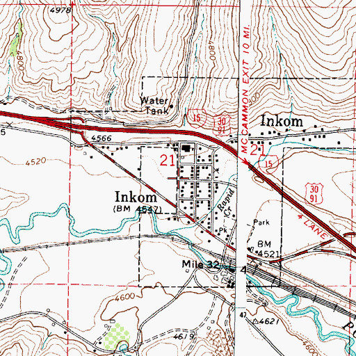 Topographic Map of Inkom, ID