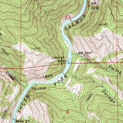 Topographic Map of Lawman Ford, ID