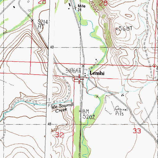 Topographic Map of Lemhi, ID