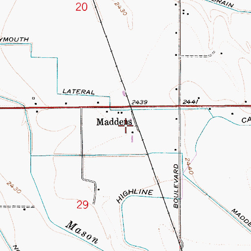 Topographic Map of Maddens, ID