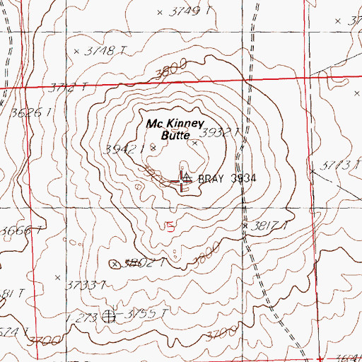Topographic Map of McKinney Butte, ID