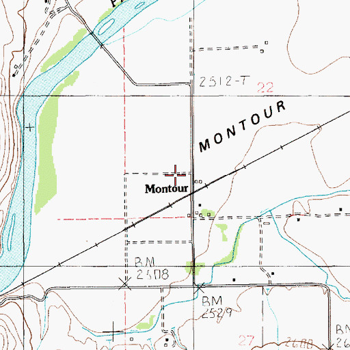 Topographic Map of Montour, ID