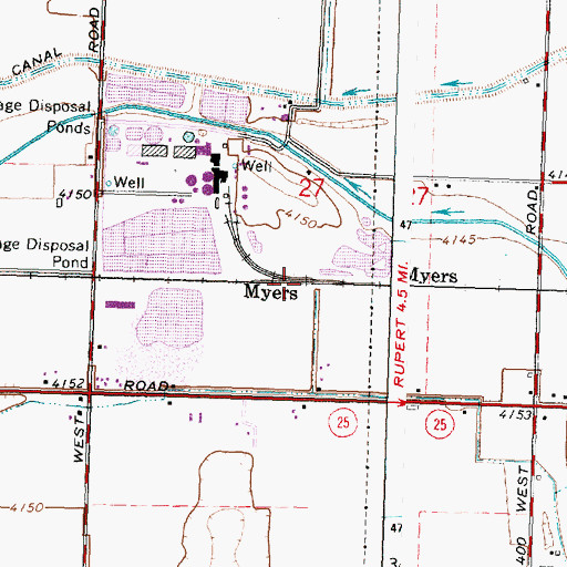 Topographic Map of Myers, ID
