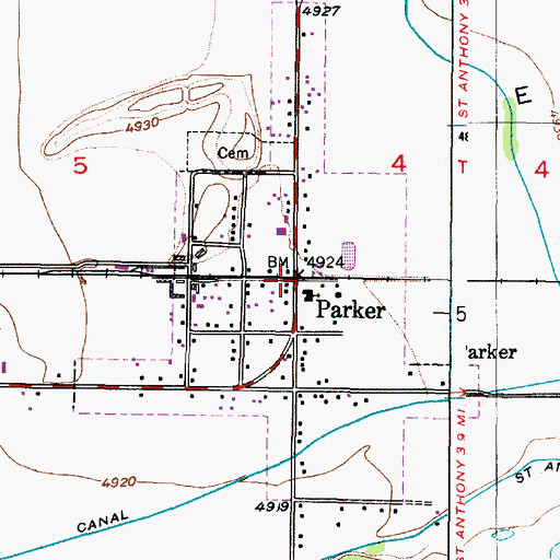 Topographic Map of Parker, ID