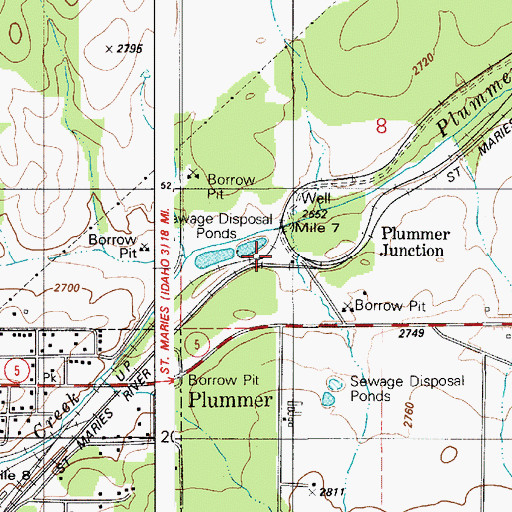 Topographic Map of Plummer Junction, ID