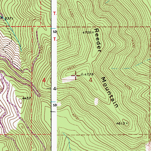 Topographic Map of Reeder Mountain, ID