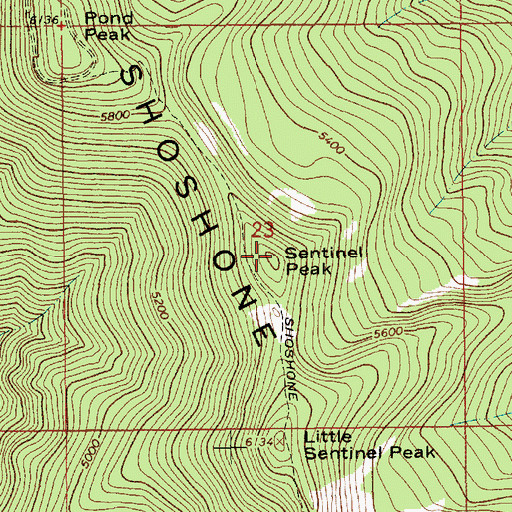 Topographic Map of Sentinel Peak, ID
