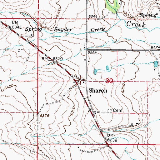 Topographic Map of Sharon, ID