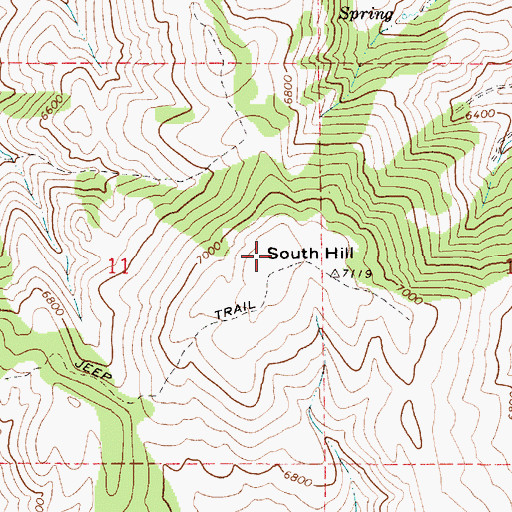 Topographic Map of South Hill, ID