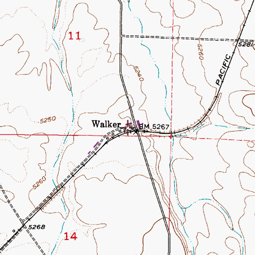 Topographic Map of Walker, ID