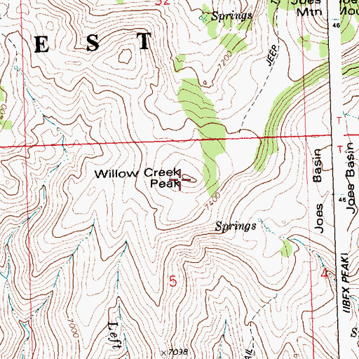 Topographic Map of Willow Creek Peak, ID