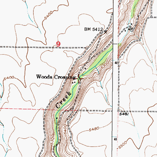 Topographic Map of Woods Crossing, ID