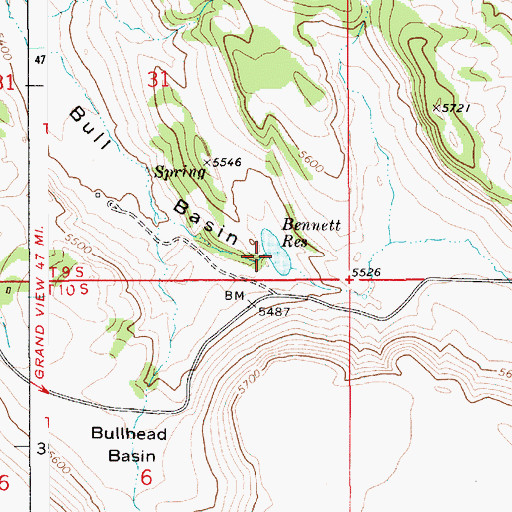 Topographic Map of Bennett Reservoir, ID