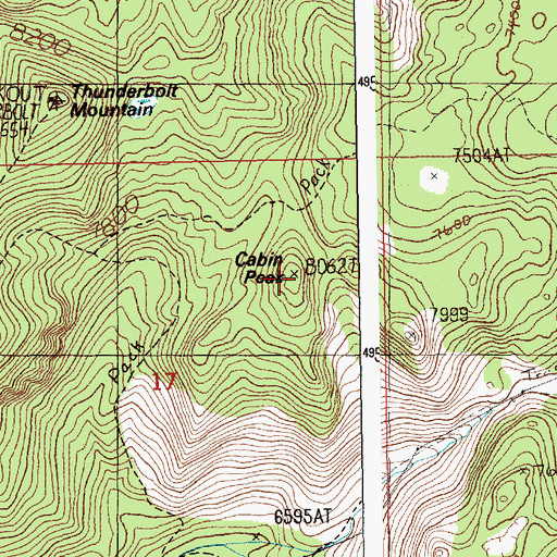 Topographic Map of Cabin Peak, ID