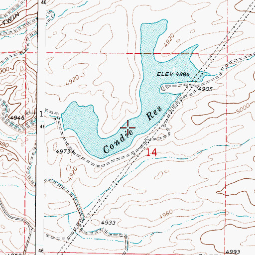 Topographic Map of Condie Reservoir, ID