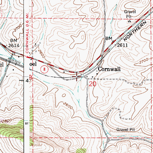 Topographic Map of Cornwall, ID