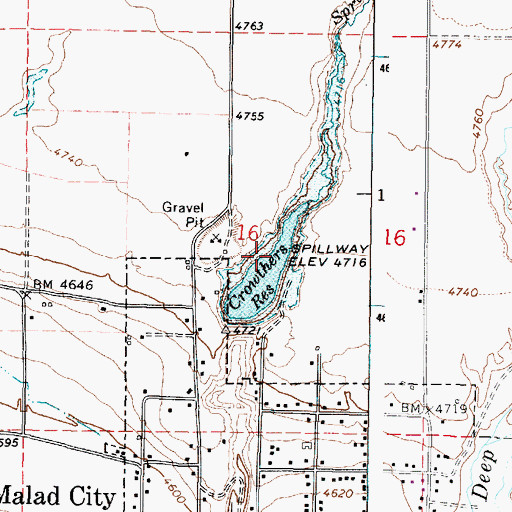 Topographic Map of Crowthers Reservoir, ID