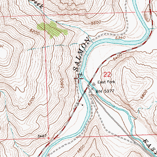 Topographic Map of East Fork Salmon River, ID