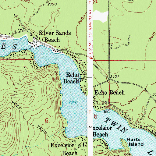 Topographic Map of Echo Beach, ID