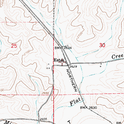 Topographic Map of Estes, ID