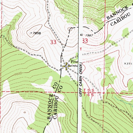 Topographic Map of Five Points, ID