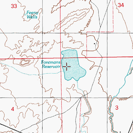 Topographic Map of Foremans Reservoir, ID