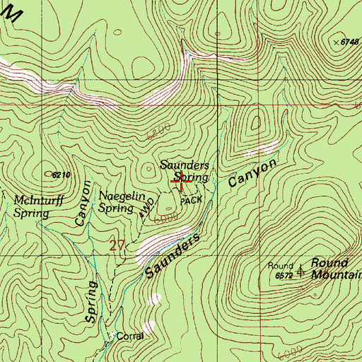 Topographic Map of Saunders Spring, AZ