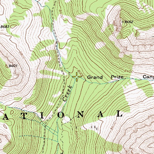 Topographic Map of Grand Prize Canyon, ID