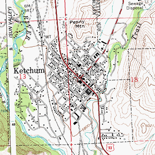 Topographic Map of Ketchum, ID