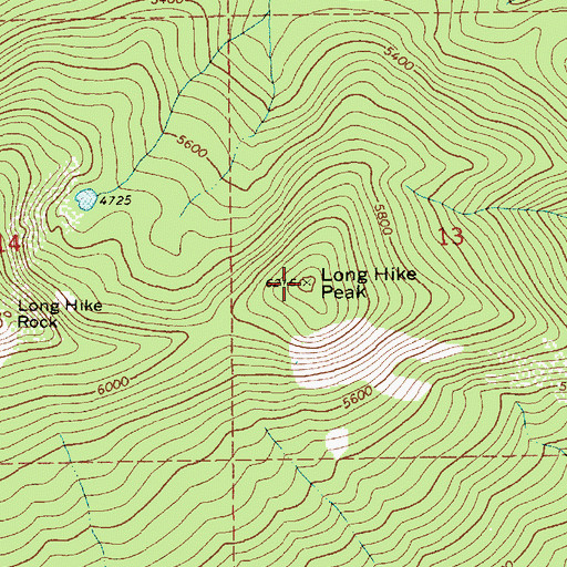 Topographic Map of Long Hike Peak, ID