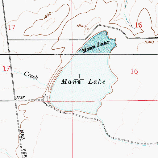 Topographic Map of Mann Lake, ID
