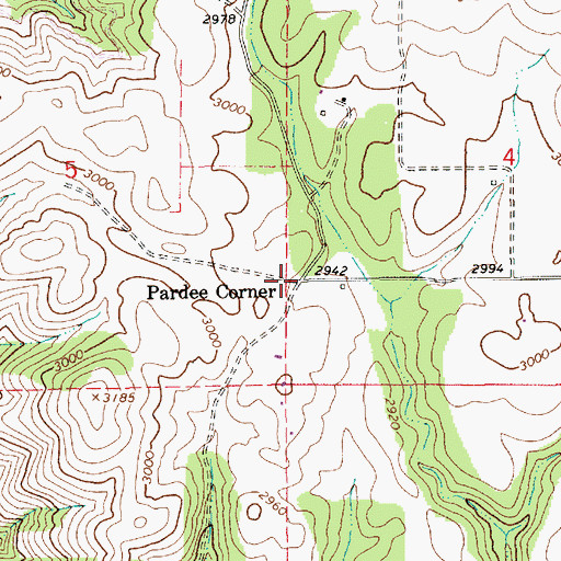 Topographic Map of Pardee Corner, ID