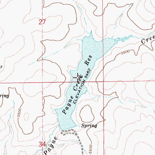 Topographic Map of Payne Creek Reservoir, ID