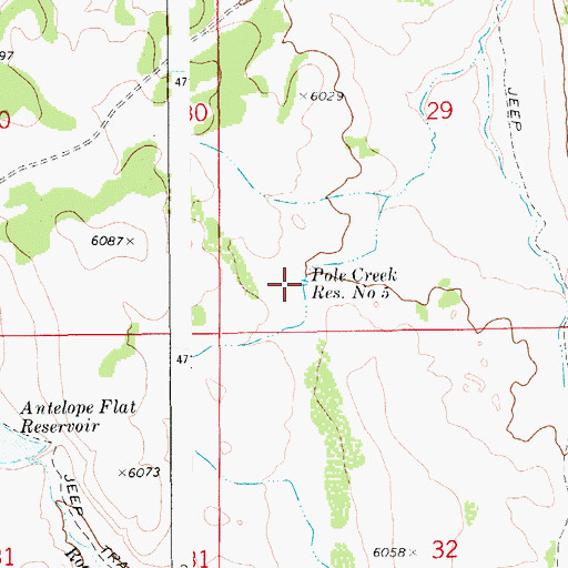 Topographic Map of Pole Creek Reservoir Number Five, ID