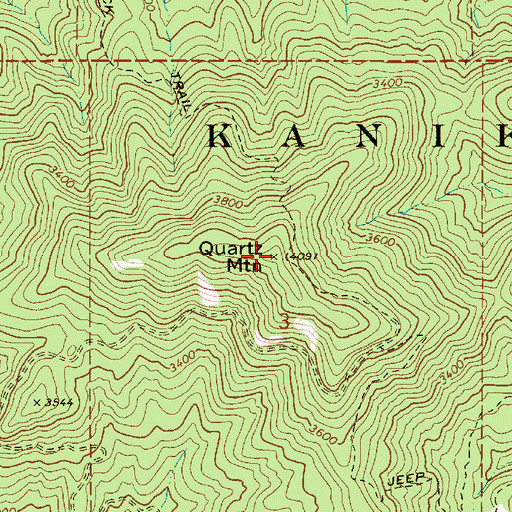 Topographic Map of Quartz Mountain, ID