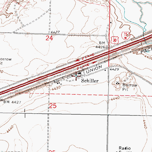 Topographic Map of Schiller, ID