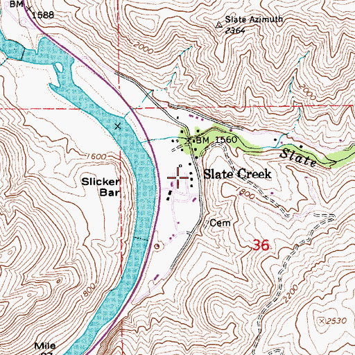 Topographic Map of Slate Creek, ID