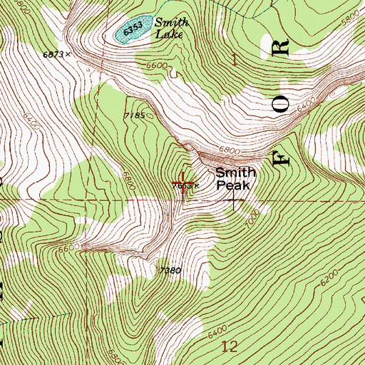 Topographic Map of Smith Peak, ID