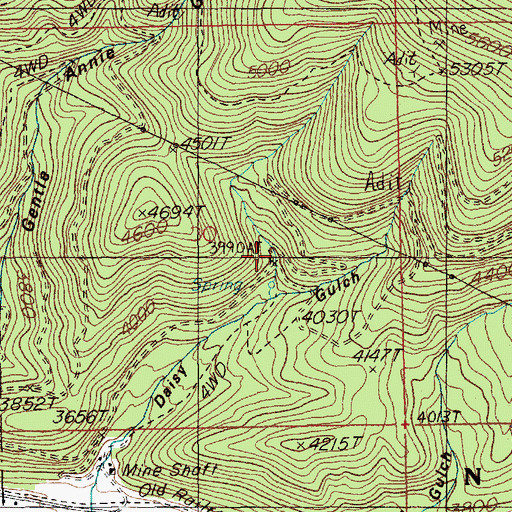 Topographic Map of Snowstorm Mines, ID