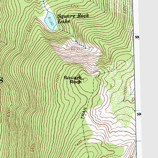 Topographic Map of Square Rock, ID