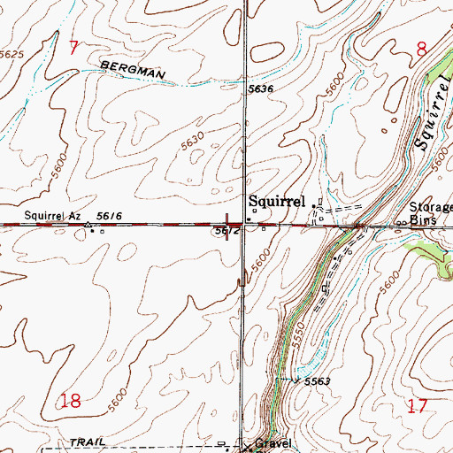 Topographic Map of Squirrel, ID