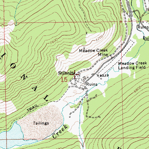 Topographic Map of Stibnite, ID