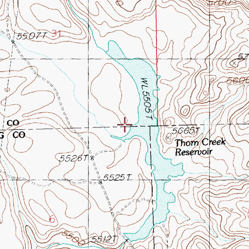 Topographic Map of Thorn Creek Reservoir, ID