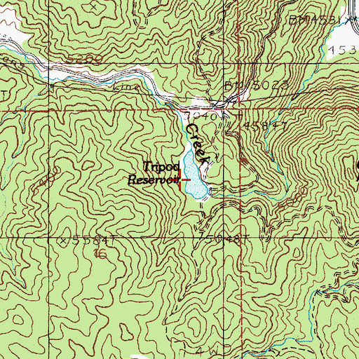 Topographic Map of Tripod Reservoir, ID