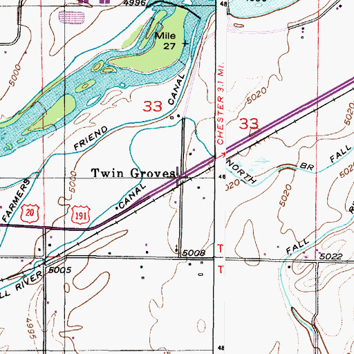 Topographic Map of Twin Groves, ID