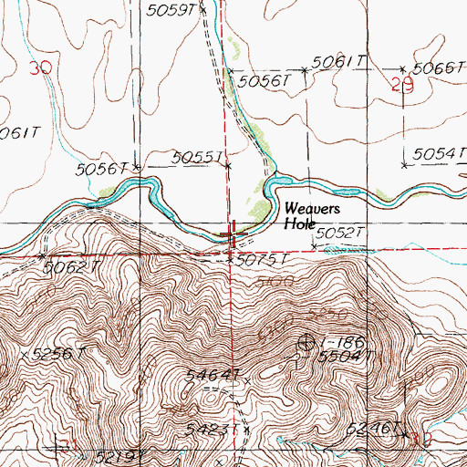 Topographic Map of Weavers Hole, ID